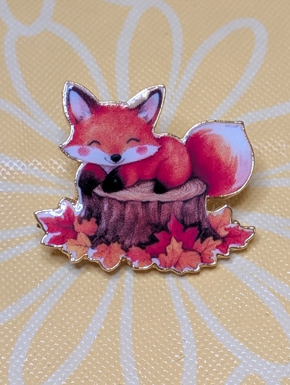 Cute Orange Fox Fall Enamel Pin